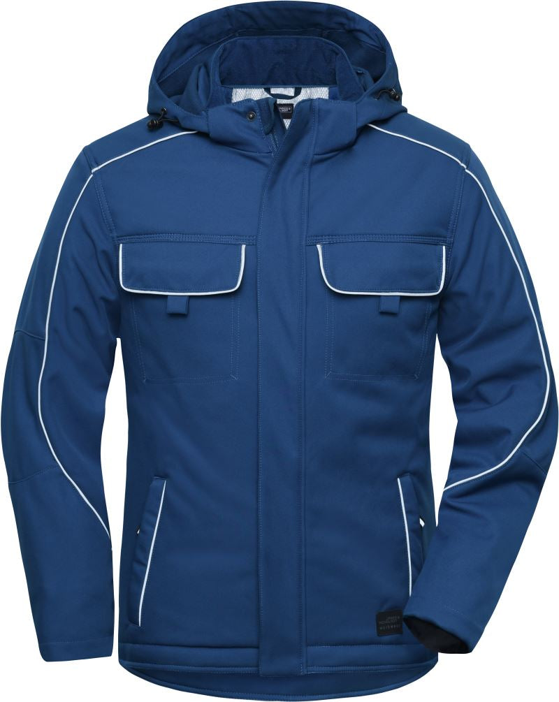 Moška softshell jakna za delo James & Nicholson, enobarvna z zimsko podlogo, vodoodporna in odporna na veter.