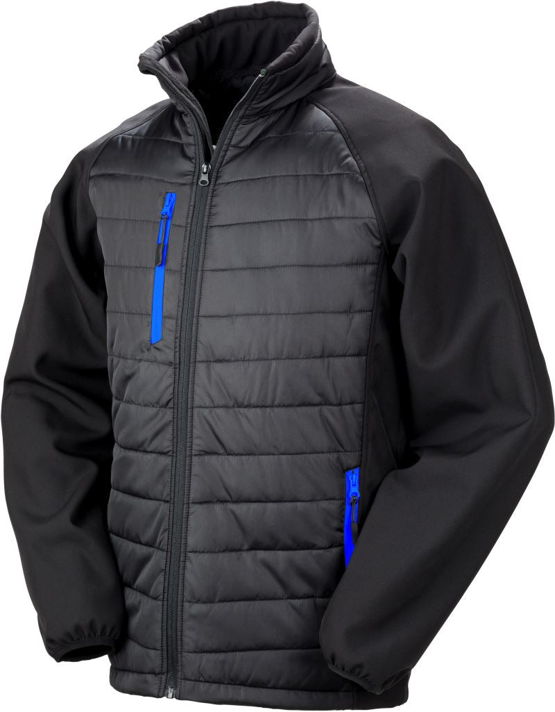 Men's Result Recycled jacket, outdoor style, in dark color, with zip closure and adjustable hood, suitable for everyday wear.