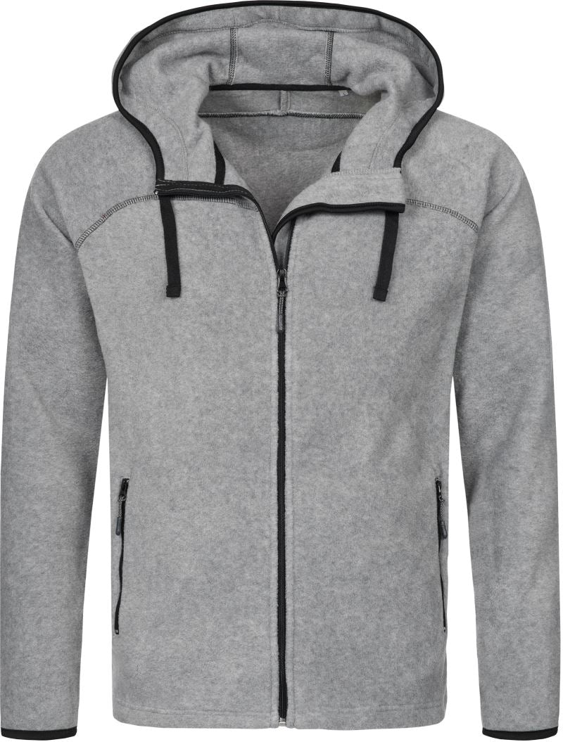Moška jopa iz flisa Stedman Power Fleece s kapuco, topla in udobna za zimske dni, v sivorjavi barvi.