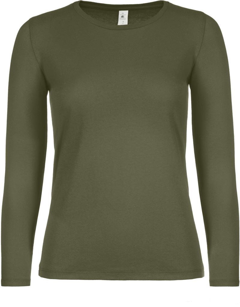 Ženska B&C majica z dolgimi rokavi, bela, udobna in enostavna za vsakodnevno nošenje, prikazana v sliki