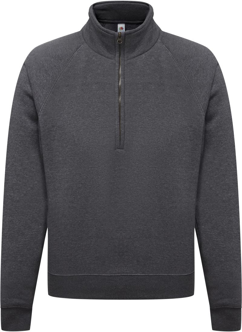 Moški pulover F.O.L. Premium Zip Neck Sweat v sivi barvi, s polnim zipsom in udobnim krojem.