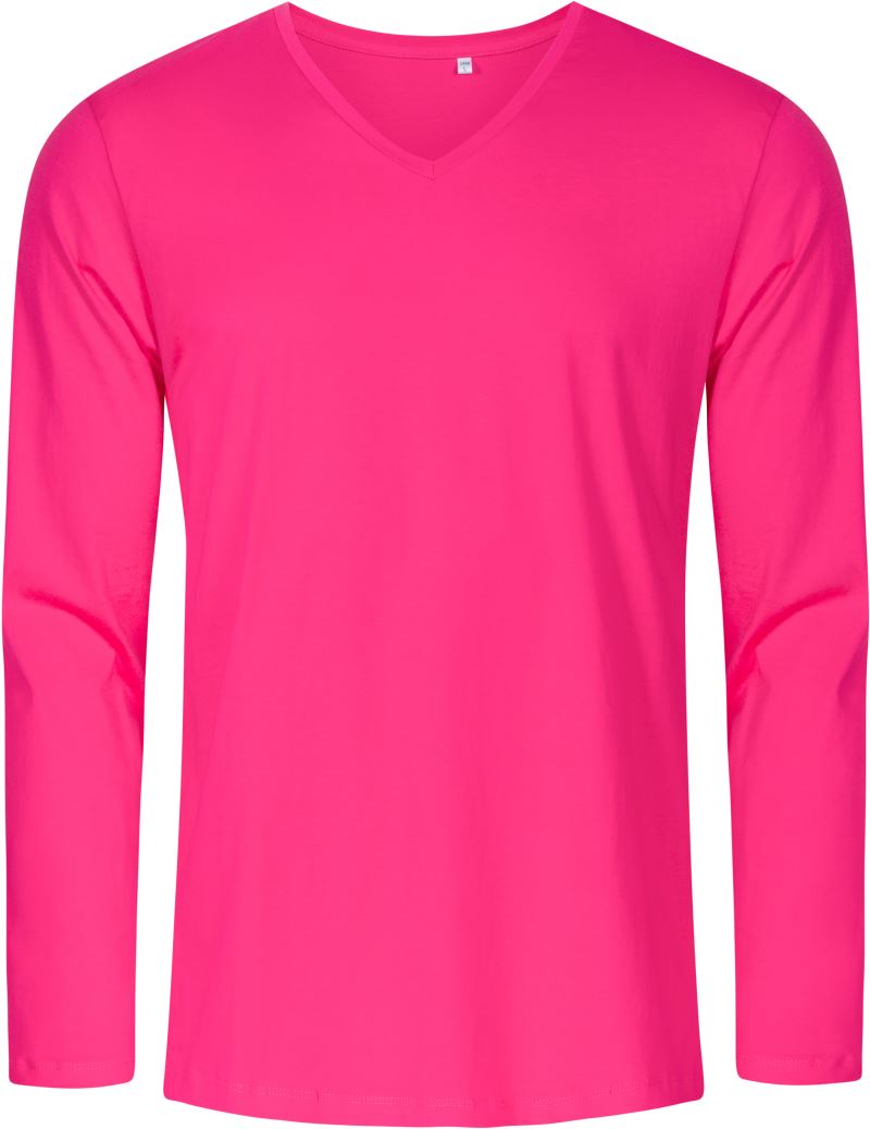 Promodoro men's long-sleeve shirt displayed on a hanger, featuring a classic fit and soft fabric in a neutral color.
