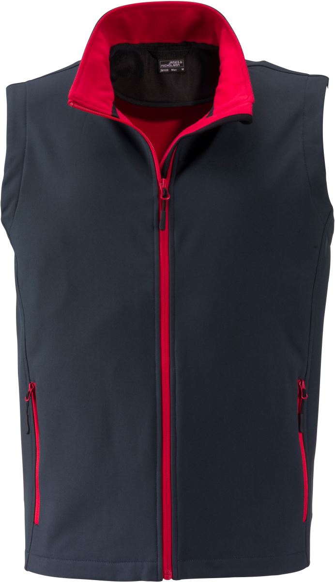 Moški promocijski softshell brezrokavnik James & Nicholson, dvoplasten, 280 g/m², 100 % poliester, v črni barvi