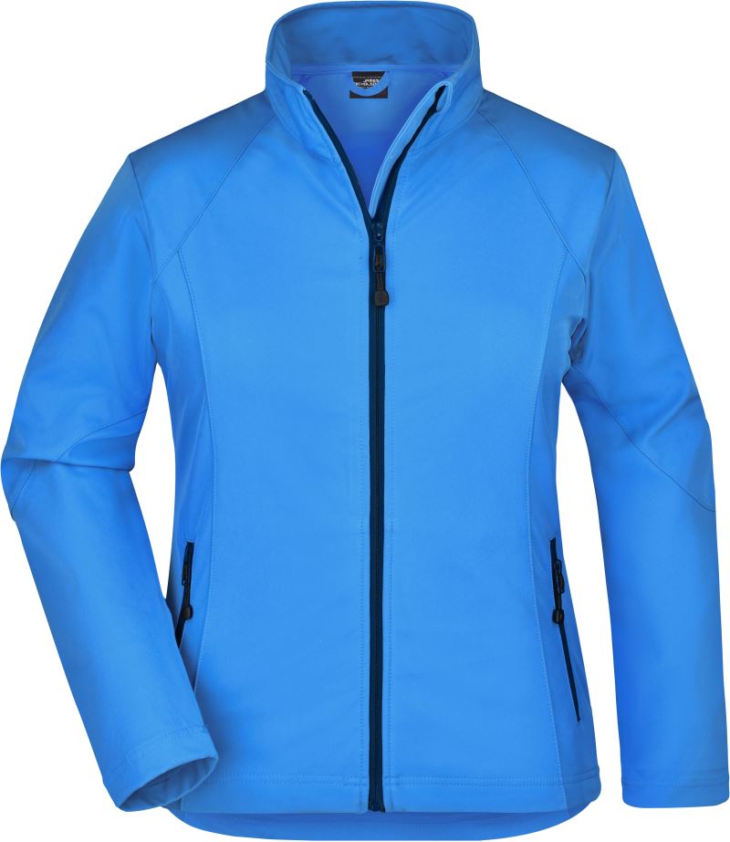 Ženska 3-slojna softshell bunda James & Nicholson, prikazana na sliki, s kapuco in zadrgo, v sivi barvi.
