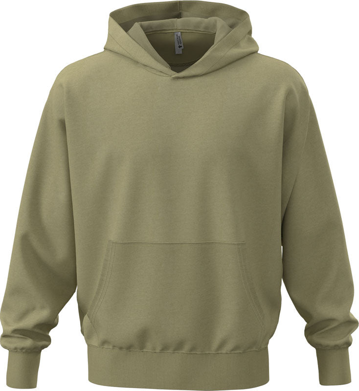 Uniseks oversize pulover s kapuco Next Level Apparel, mehak in udoben, v sivkasti barvni odtenek, prikazan v fotografiji.