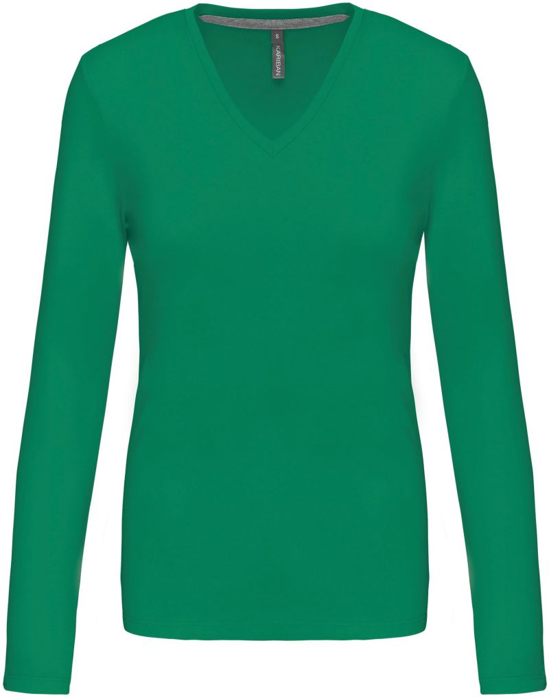 Ženska majica s dolgimi rokavi z V-izrezom - Kariban | K382 - Del 1 - oblekanadom