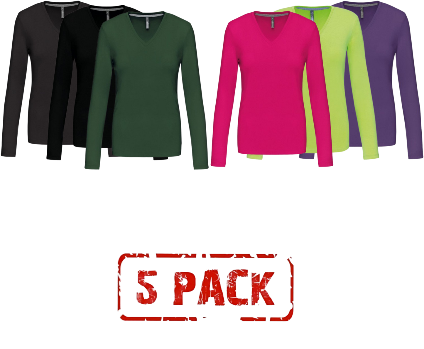 Ženske Kariban Majice Dolgi Rokav V-Izrez 5Kos - oblekanadom