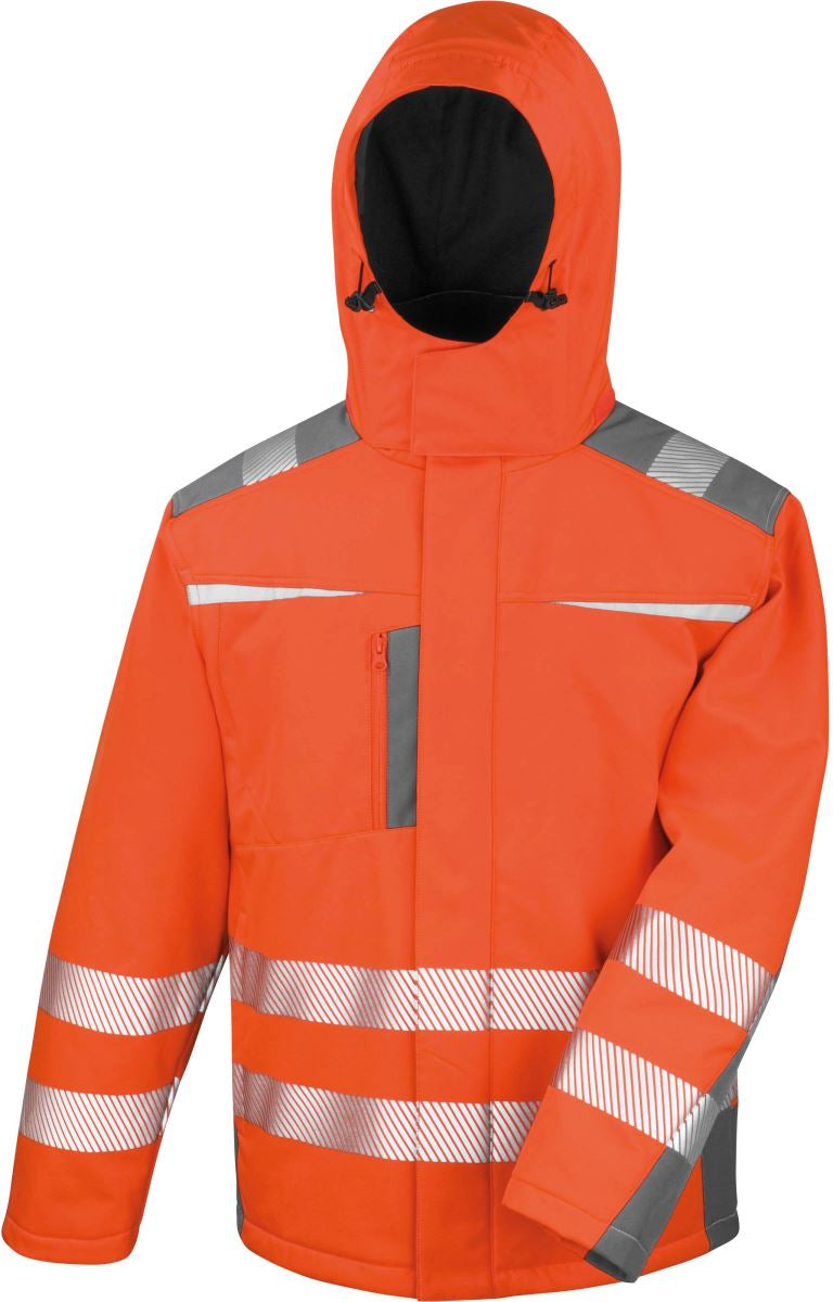 Delovna softshell jakna Result Dynamic R331X, črna z zadrgo in žepki, primerna za delo in zaščito pred vetrom.