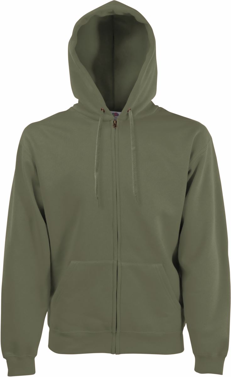 Moški pulover s kapuco F.O.L. Premium Hooded Sweat Jacket, moder, iz mehke tkanine, s kapuco in žepom na sprednji strani.