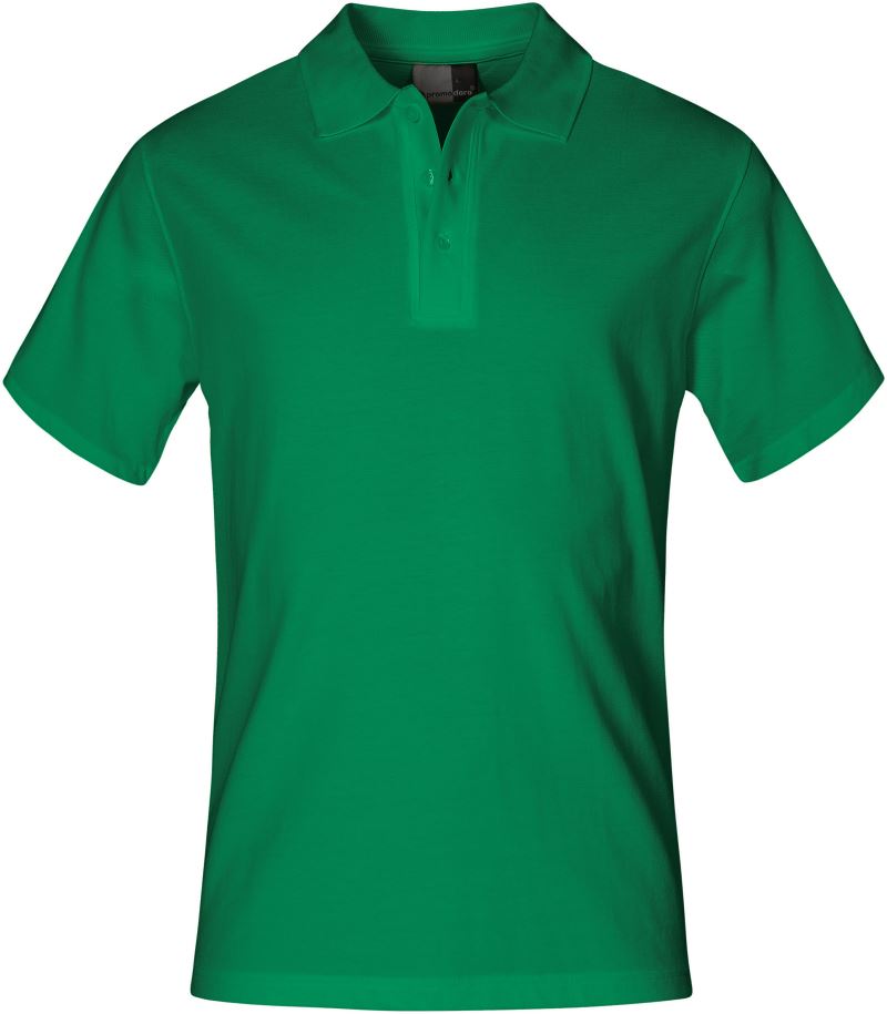 Promodoro men's short sleeve polo shirt in classic design, featuring a collar and buttons, laid flat for display.