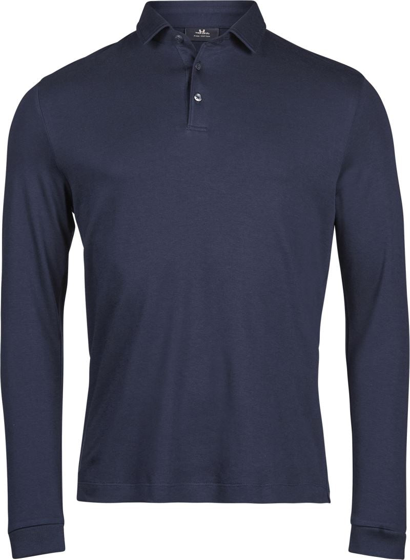 Unisex pima Cotton polo z dolgimi rokavi TEE JAYS – Mornarsko modra