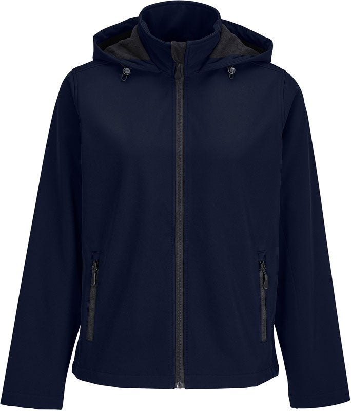 Ženska softshell jakna Sol's Race Hooded, modra, z zadrgo in kapuco, primerna za aktivno vreme in zaščito pred vetrom