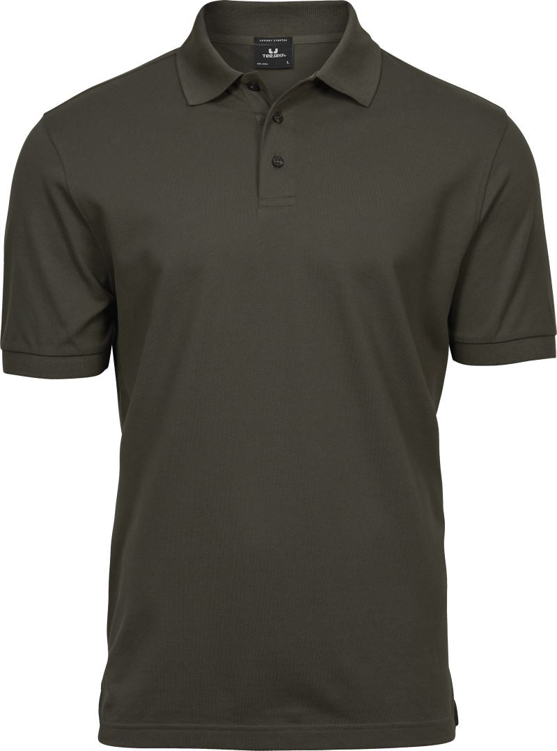 Moška polo majica Tee Jays s kratkimi rokavi, modra, iz bombaža, raztegljiva in udobna za vsakdanjo uporabo.