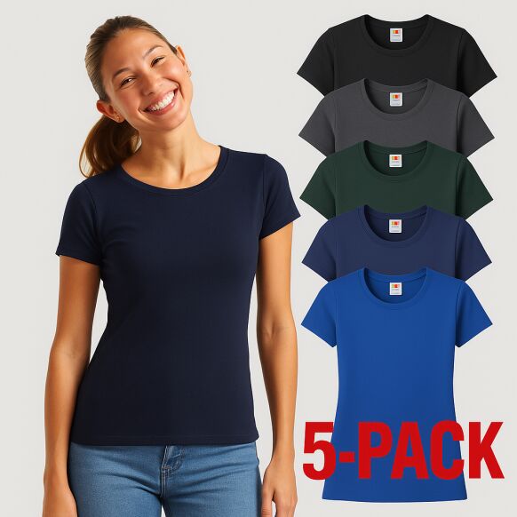 Ženske Fruit Of The Loom Premium Majice Kratek Rokav Iconic 195 5-Pack - oblekanadom