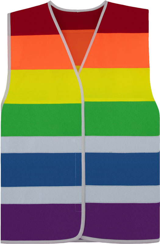 Varnostni telovnik Korntex Pride za delovna oblačila, modre barve, s odsevnimi elementi in zaščitno funkcijo na sliki.