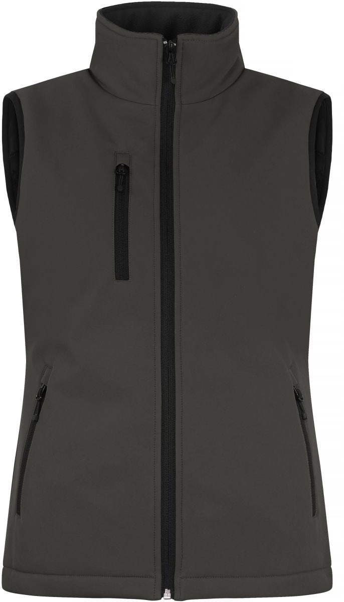 Ženska podložena softshell brezrokavnik Clique – dark grey