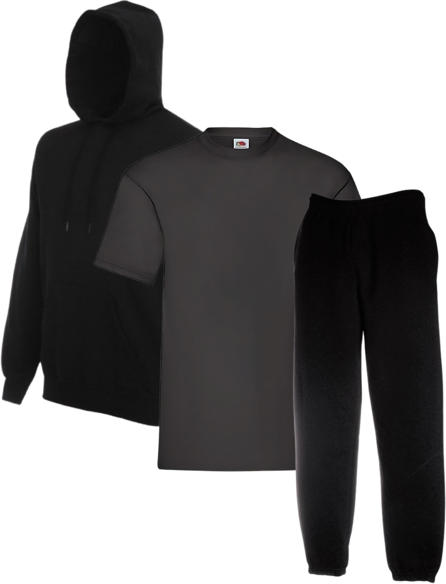 Fruit Of The Loom Črni Kapucar in Aktivna Trenirka – 3-Delni Komplet - oblekanadom