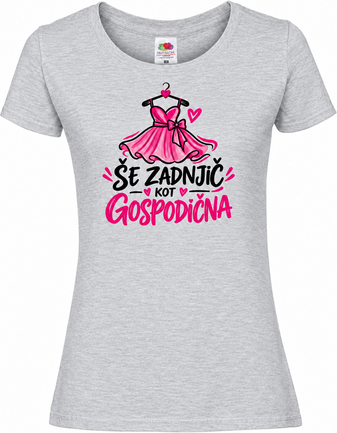 Ženska majica za dekliščino se-zadnjic-kot-gospodicna, melange siva premium Lady-Fit Iconic 195