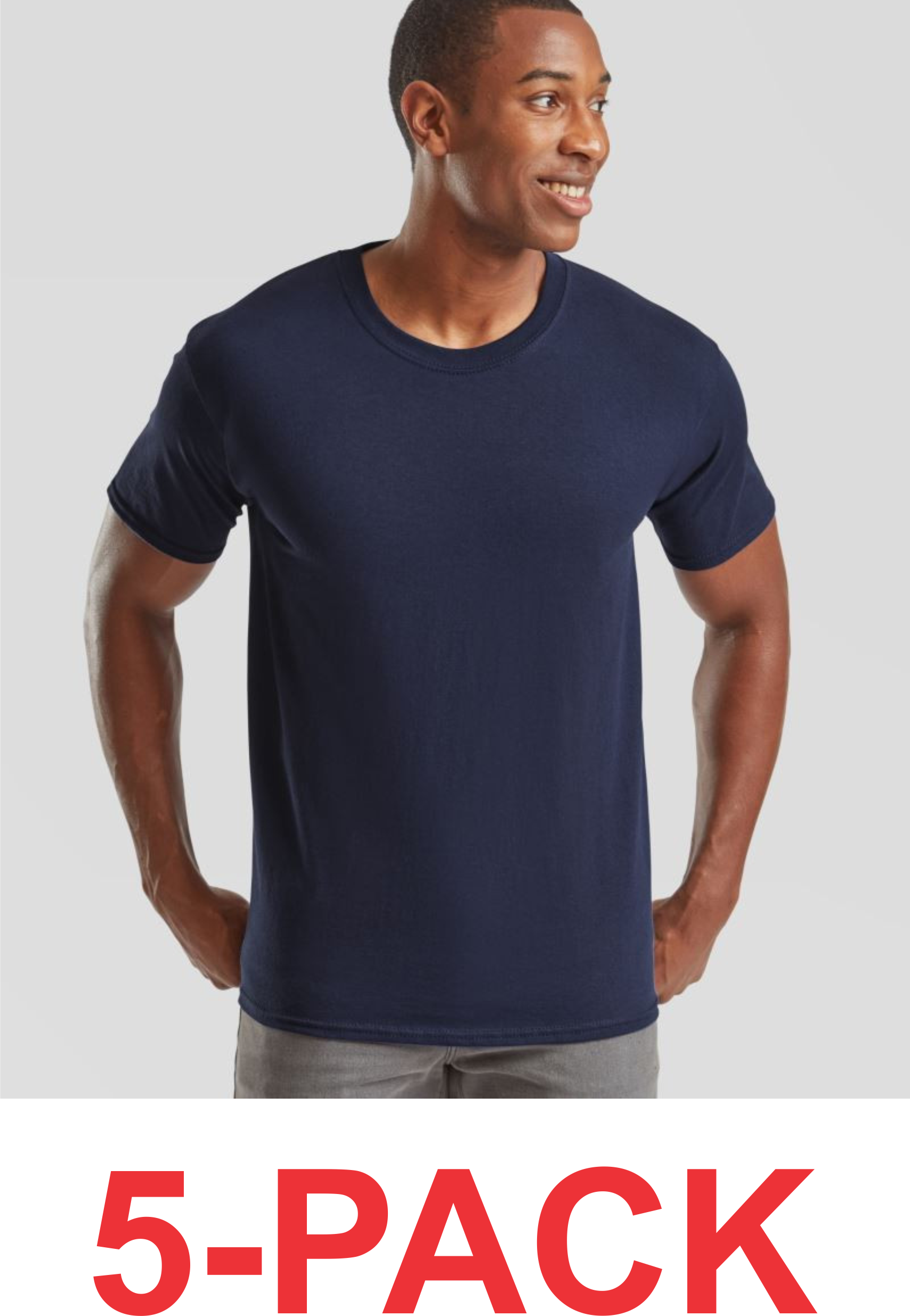 Fruit Of The Loom Herren T-Shirts 5er Pack – Basic Shirts In Navy, Größe XL, Weich & Bequem Für Jeden Tag