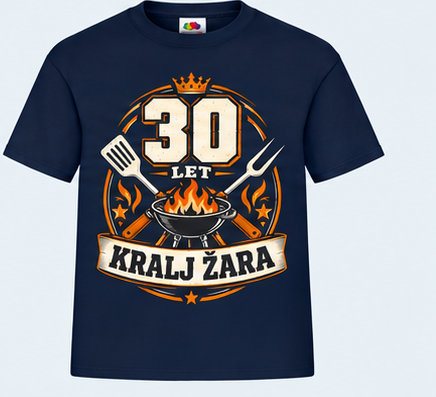 Moška majica za 30 let Kralj žara, Fruit of the Loom, Mornarsko modra
