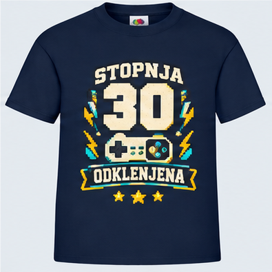 Moška majica za 30 let Stopnja 30 odklenjena, Fruit of the Loom, Mornarsko modra