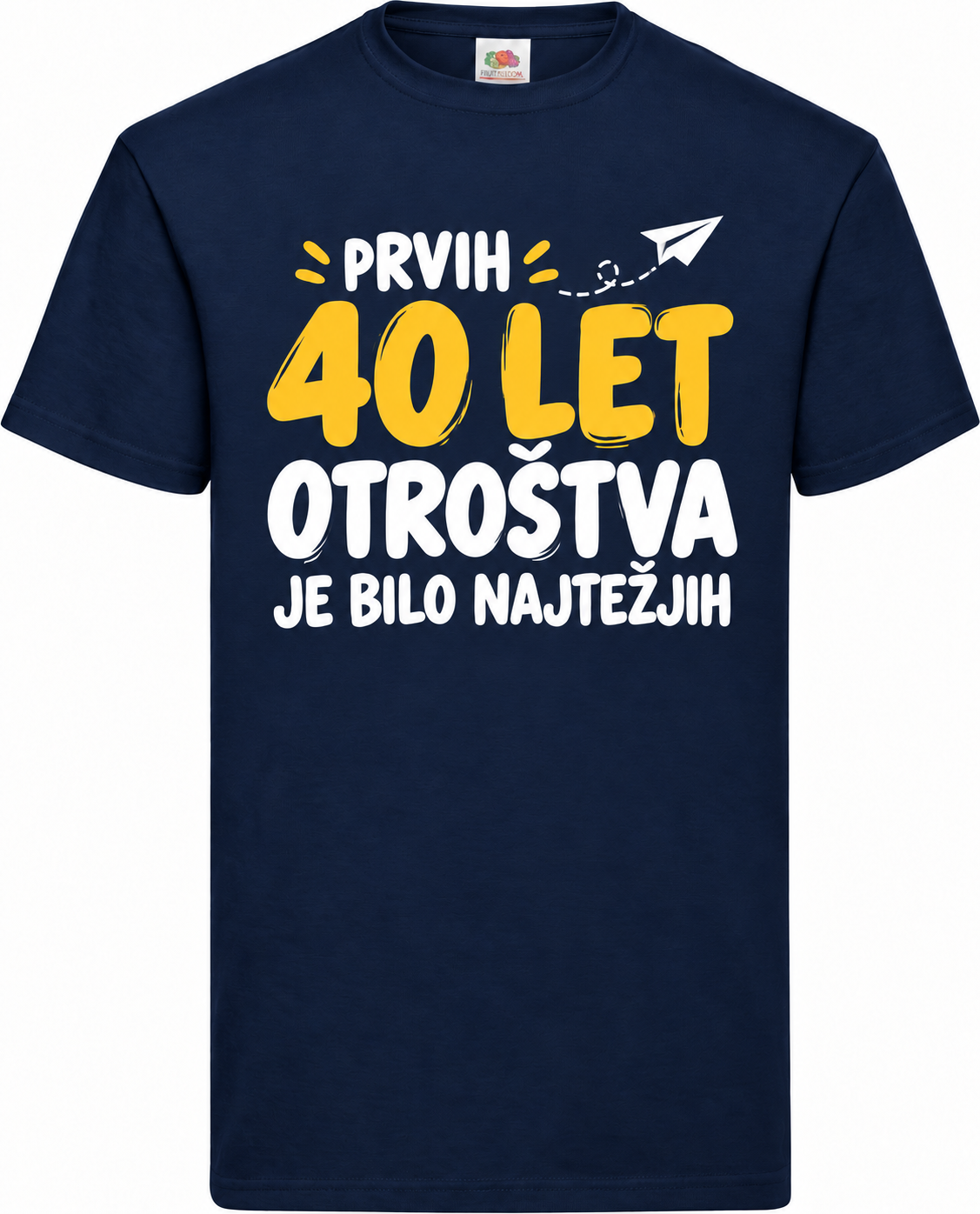 Moška majica za 40 let Prvih 40 let otroštva, Fruit of the Loom, mornarsko modra