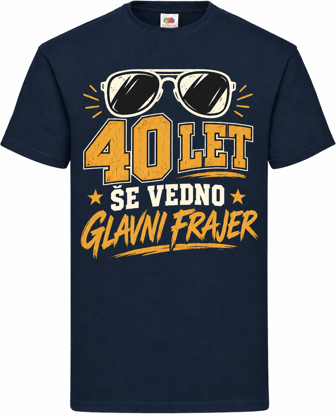 Moška majica za 40 let Še vedno glavni frajer, Fruit of the Loom, mornarsko modra