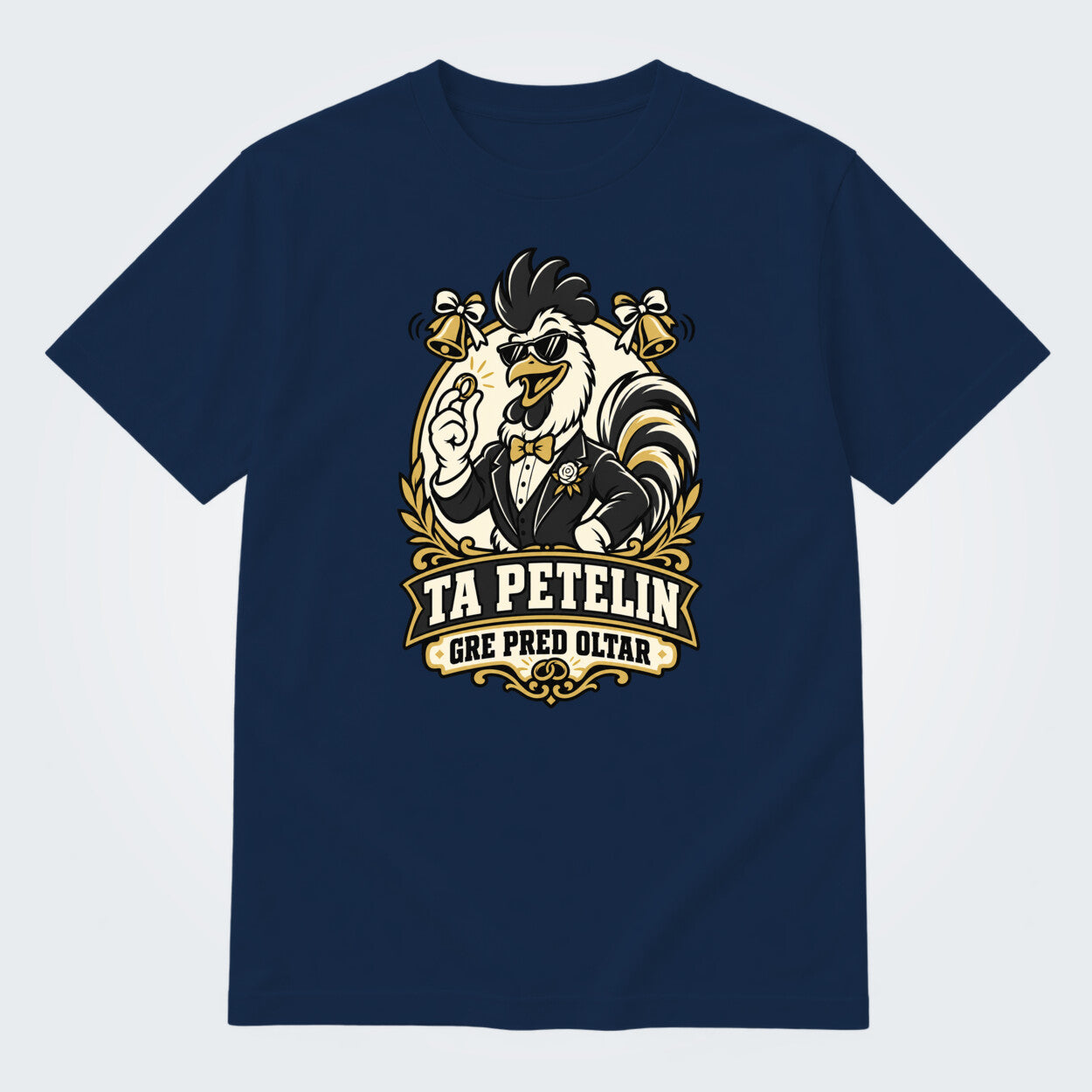 Majica za ženina - Ta petelin gre pred oltar, barva Mornarsko modra