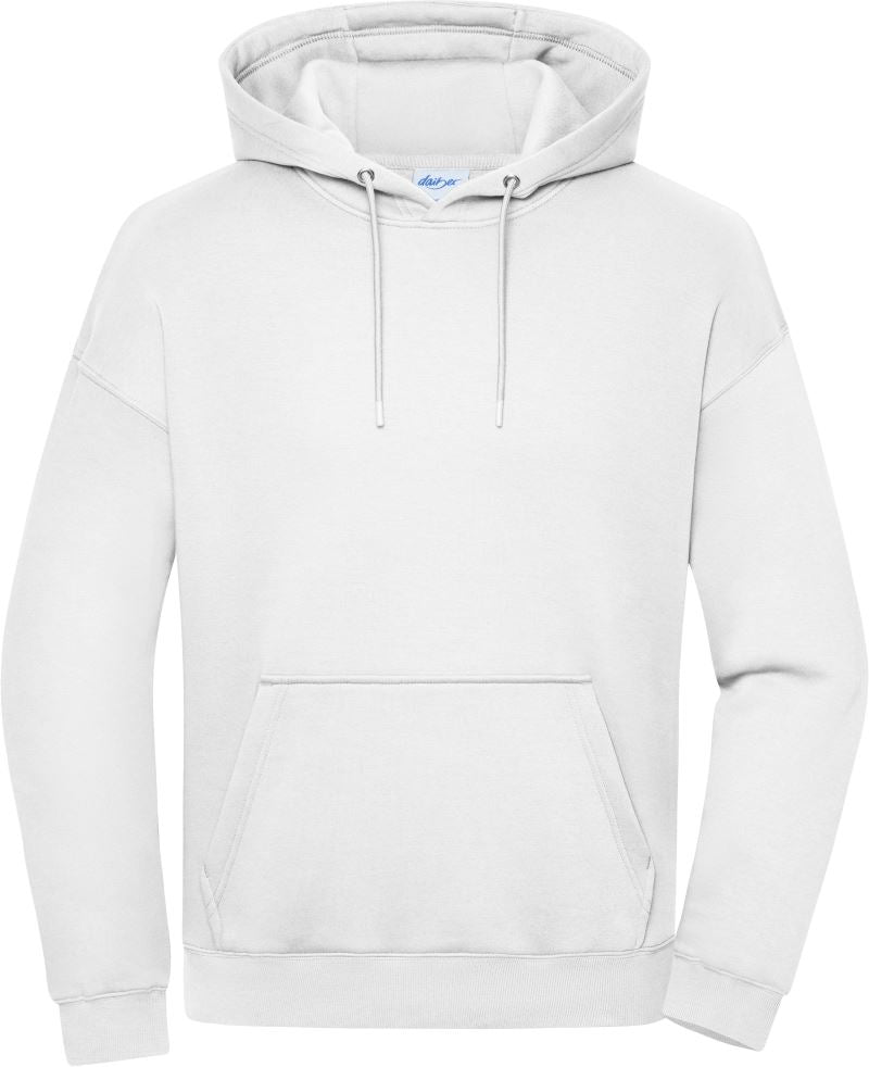 Težji oversize unisex pulover s kapuco Daiber 8052, barva Bela