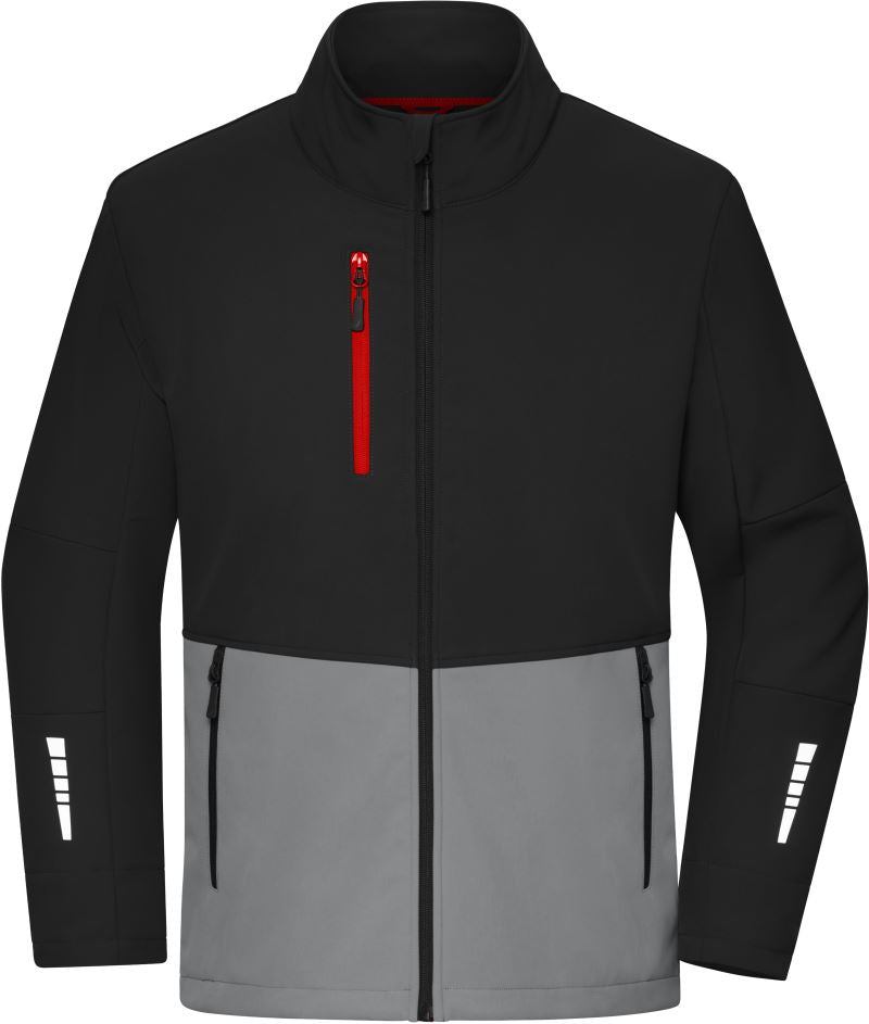3-slojna delovna softshell jakna James & Nicholson JN 1886, barva Črna / kovinsko siva