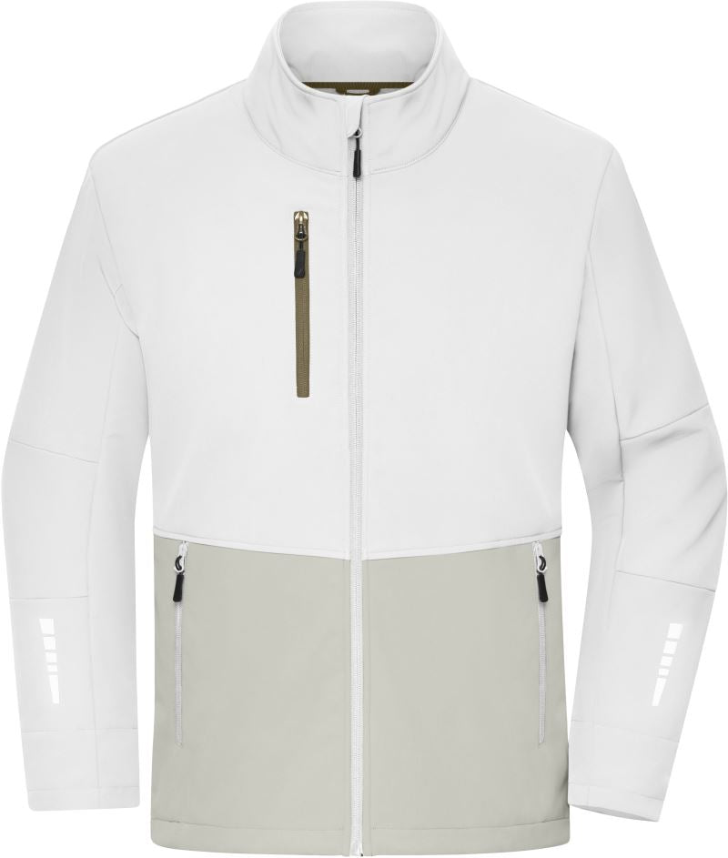 3-slojna delovna softshell jakna James & Nicholson JN 1886, barva Bela / cementno siva