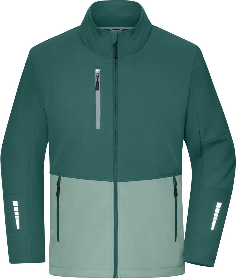 3-slojna delovna softshell jakna James & Nicholson JN 1886, barva Industrijsko zelena / megleno zelena