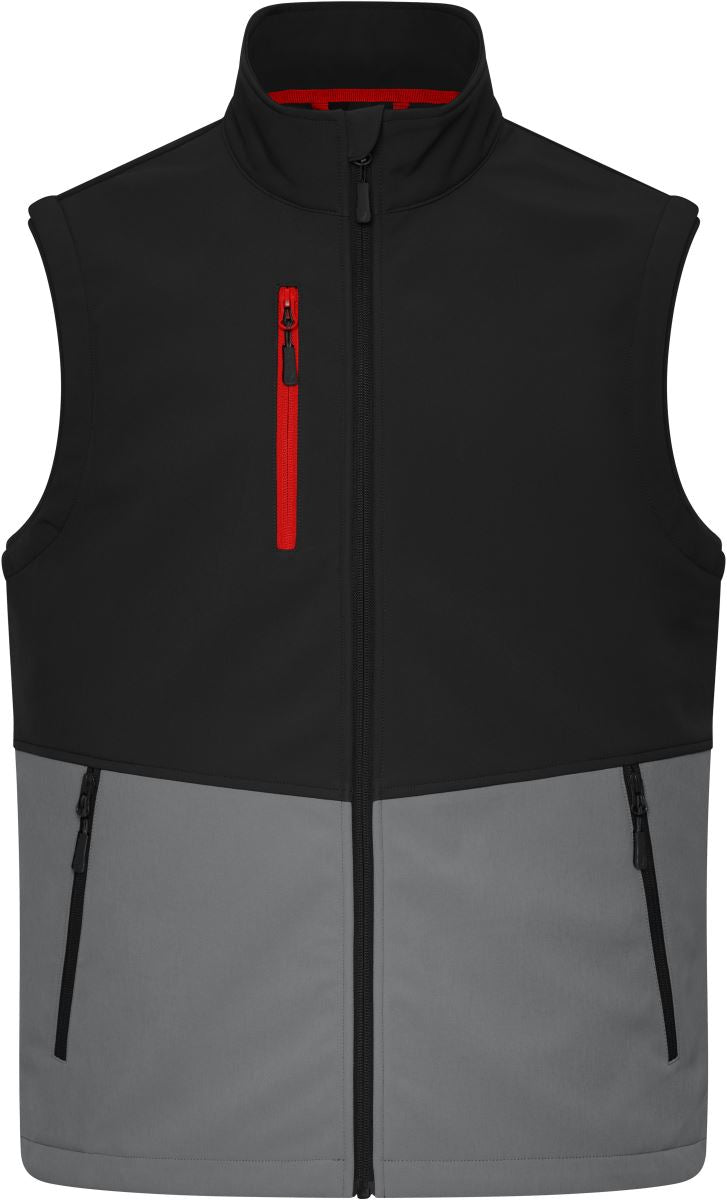 3-slojni delovni softshell brezrokavnik James & Nicholson JN 1888, barva Črna / kovinsko siva