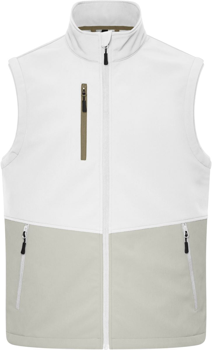 3-slojni delovni softshell brezrokavnik James & Nicholson JN 1888, barva Bela / cementno siva