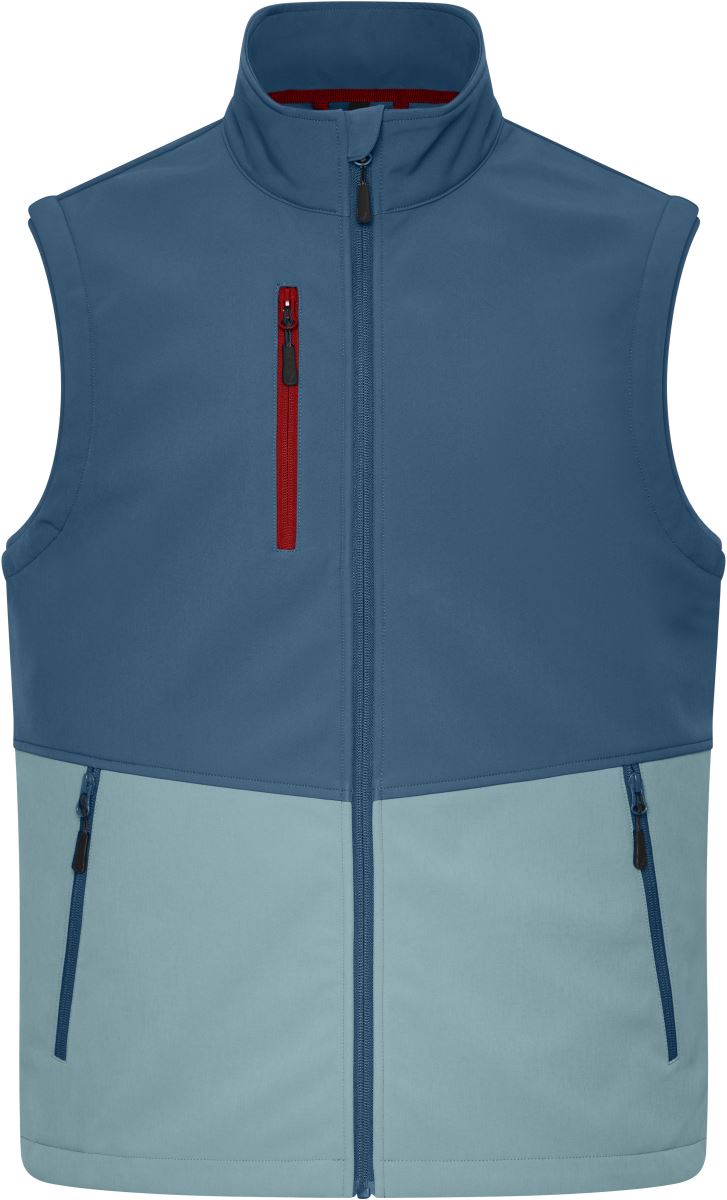 3-slojni delovni softshell brezrokavnik James & Nicholson JN 1888, barva Temno modra / jekleno modra