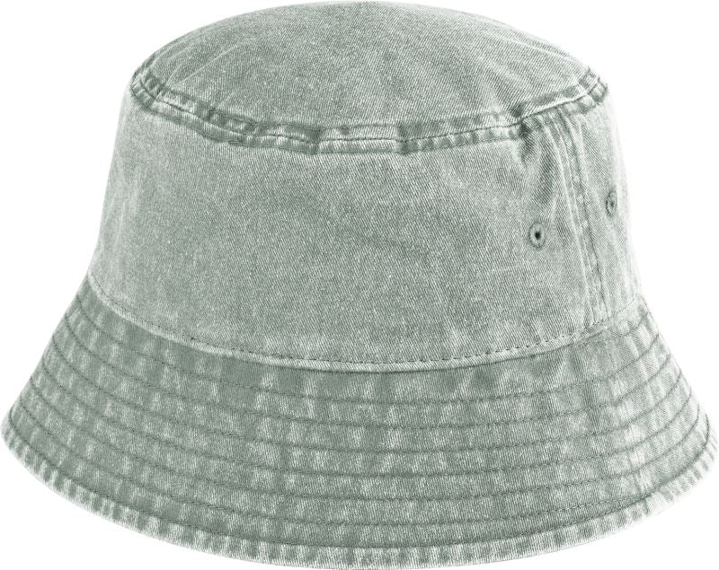 Otroški vintage bucket klobuk Beechfield B688B, barva Vintage žajbljevo zelena
