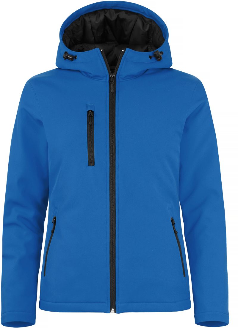 Ženska podložena s kapuco softshell jakna Clique – Kraljevsko modra