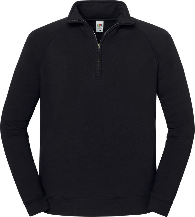 Unisex težji pulover z 1/4 zadrgo Fruit of the Loom – Črna