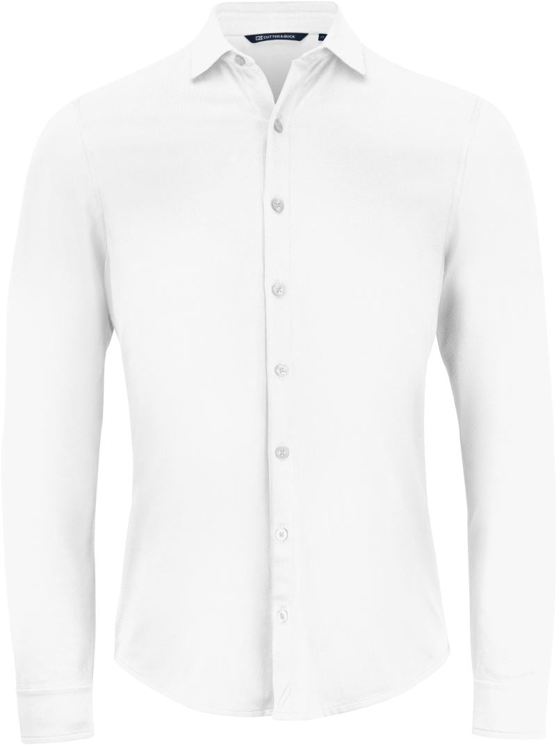 Moški piqué shirt dolgi rokav Cutter & Buck – Bela