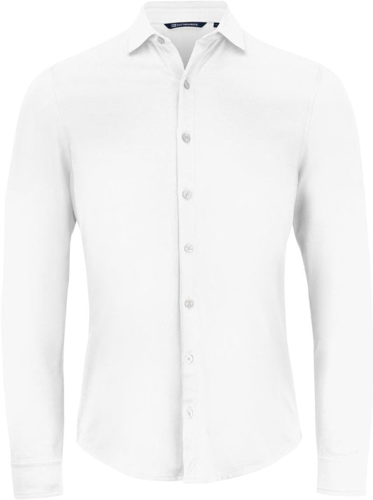Moški piqué shirt dolgi rokav Cutter & Buck – Bela