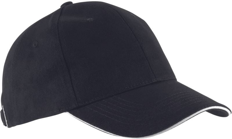 Unisex 6 Panel Sandwich kapa "Orlando" Kariban – black/white
