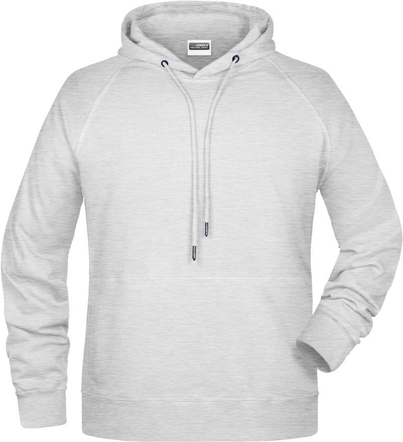 Moški raglan pulover s kapuco James & Nicholson, modra barva, s kapuco in dolgimi rokavi, za vsakodnevno udobje.