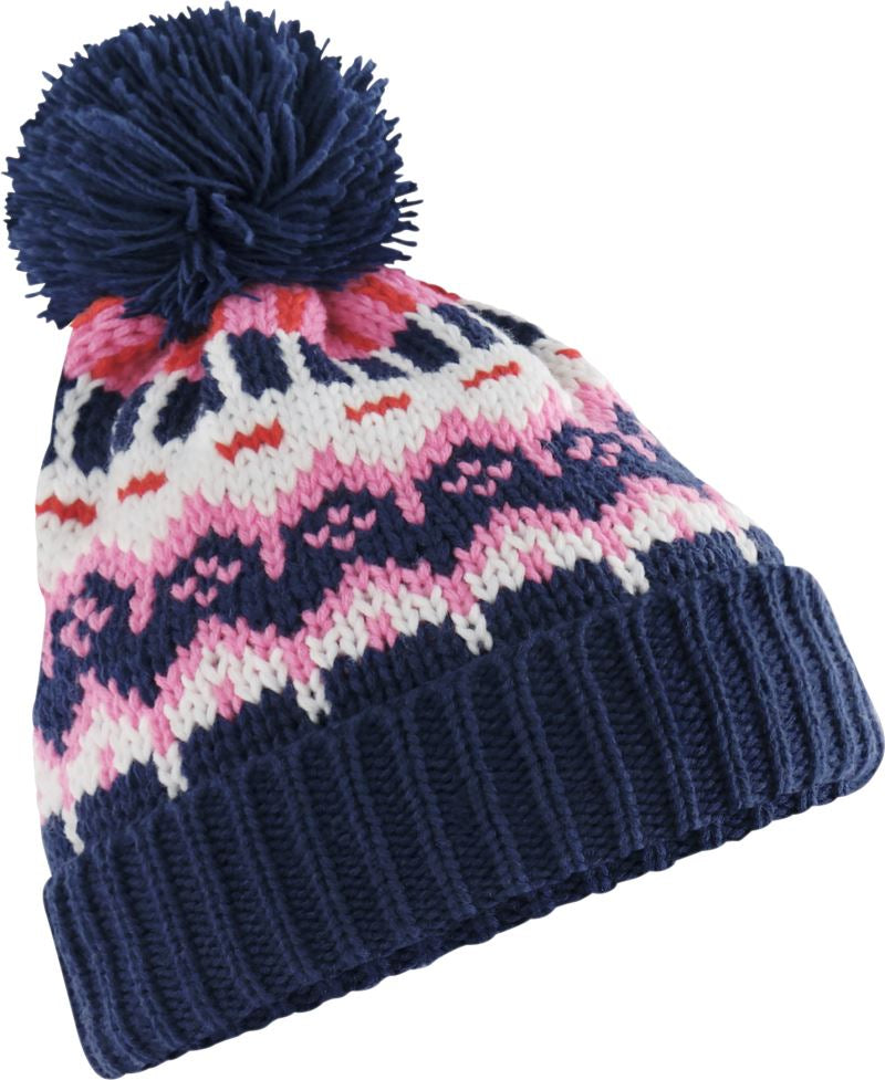 Unisex knitted Hat Pompon "Retro Ski" Beechfield – snow blossom