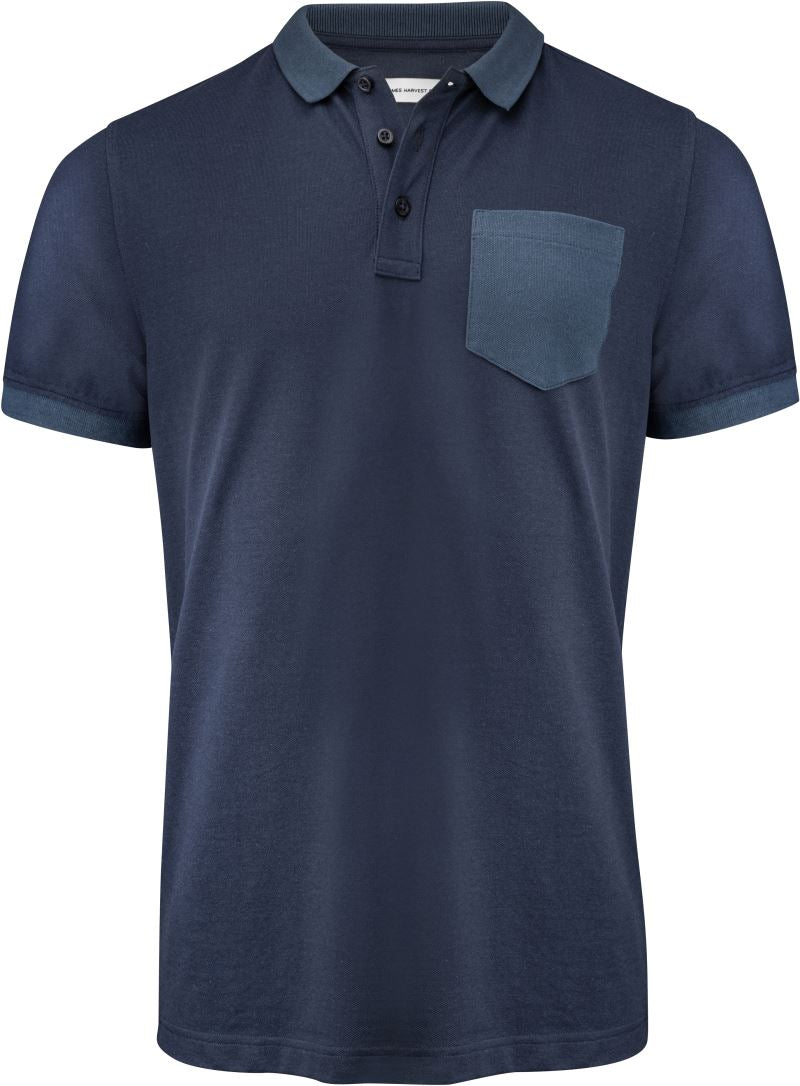 Moški težji Moška Piqué polo "Two-Tone" James Harvest – Mornarsko modra