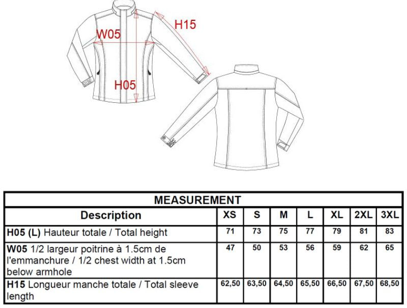 Tabela velikosti za Ženska parka Kariban K6108