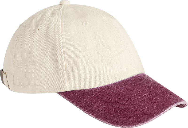 Unisex 6 Panel Low Profile Contrast kapa Beechfield – natural/vintage red