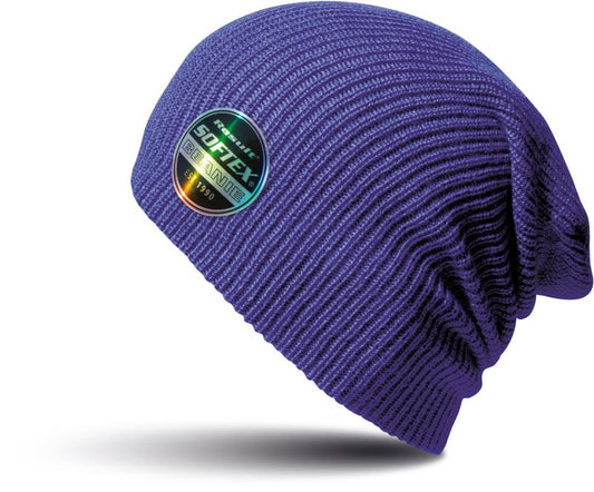 Lahka pletena kapa Result Headwear Softex Result RC031X, prikazana na sliki, v svetli barvi, s prepletano teksturo in udobnim dizajnom.