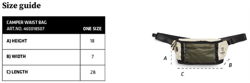 Tabela velikosti za Pasna torbica Tenson Camper Waist Bag