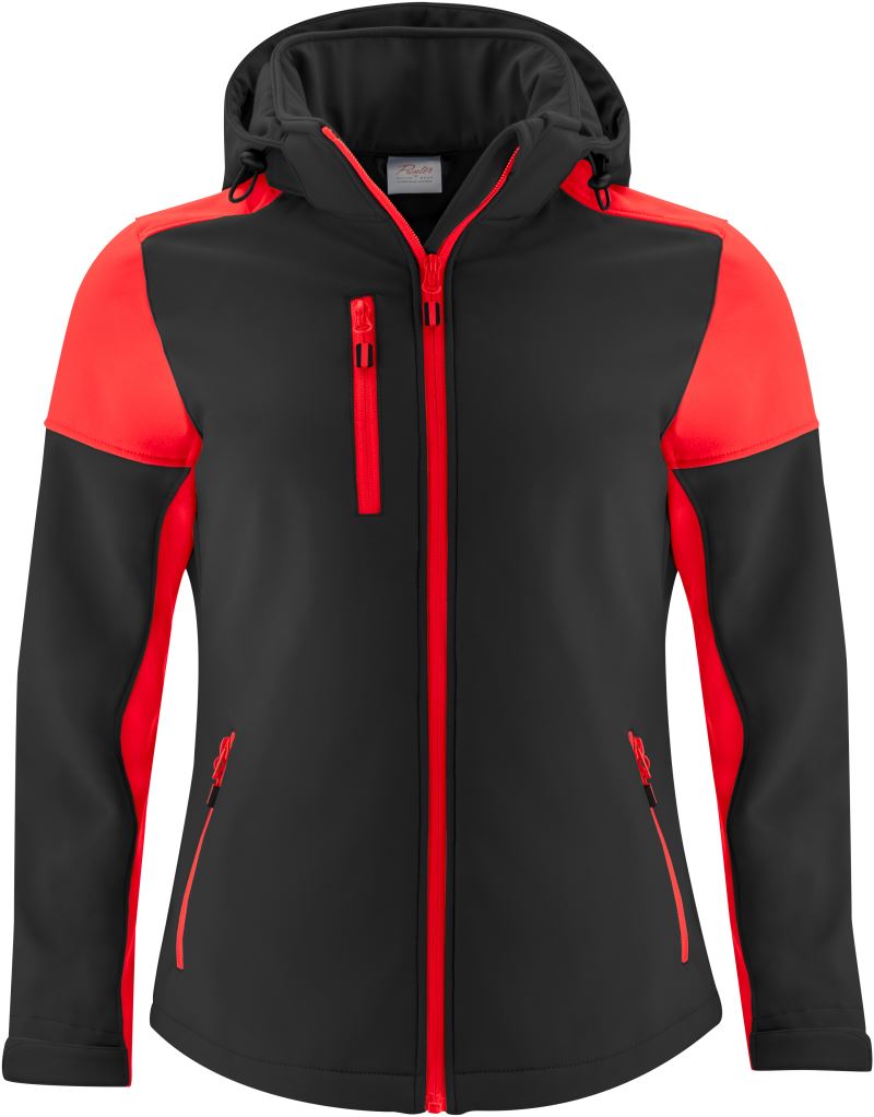 Ženska softshell jakna Printer – black/red