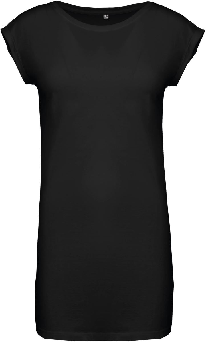 Elegantna Kariban majica obleka K388, prikazana na slike, z dolgimi rokavi in modnim krojem, primerna za vsakodnevno nošenje.